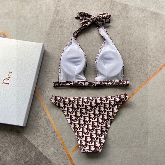 DIOR - Costume da bagno monogramma marrone / bianco - IperShopNY