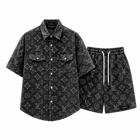 Louis Vuitton - Completo T-Shirt e Shorts in Denim
