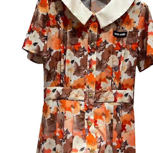 MIU MIU - Abito in cotone con stampa floreale