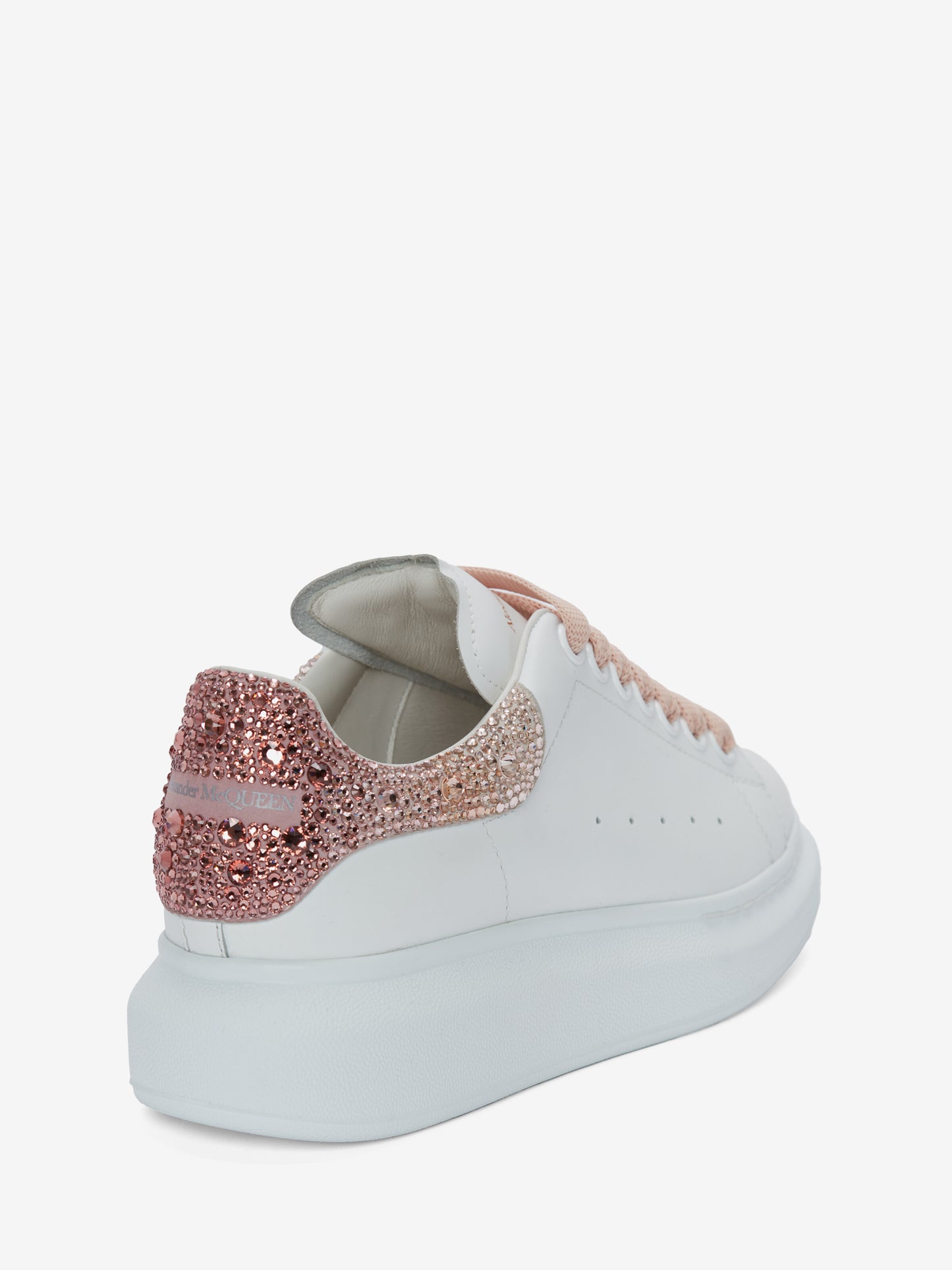 ALEXANDER McQUEEN - Sneaker Oversize in Bianco/rosa con cristalli dégradé - IperShopNY