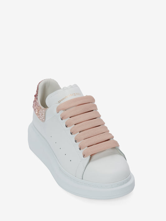 ALEXANDER McQUEEN - Sneaker Oversize in Bianco/rosa con cristalli dégradé - IperShopNY