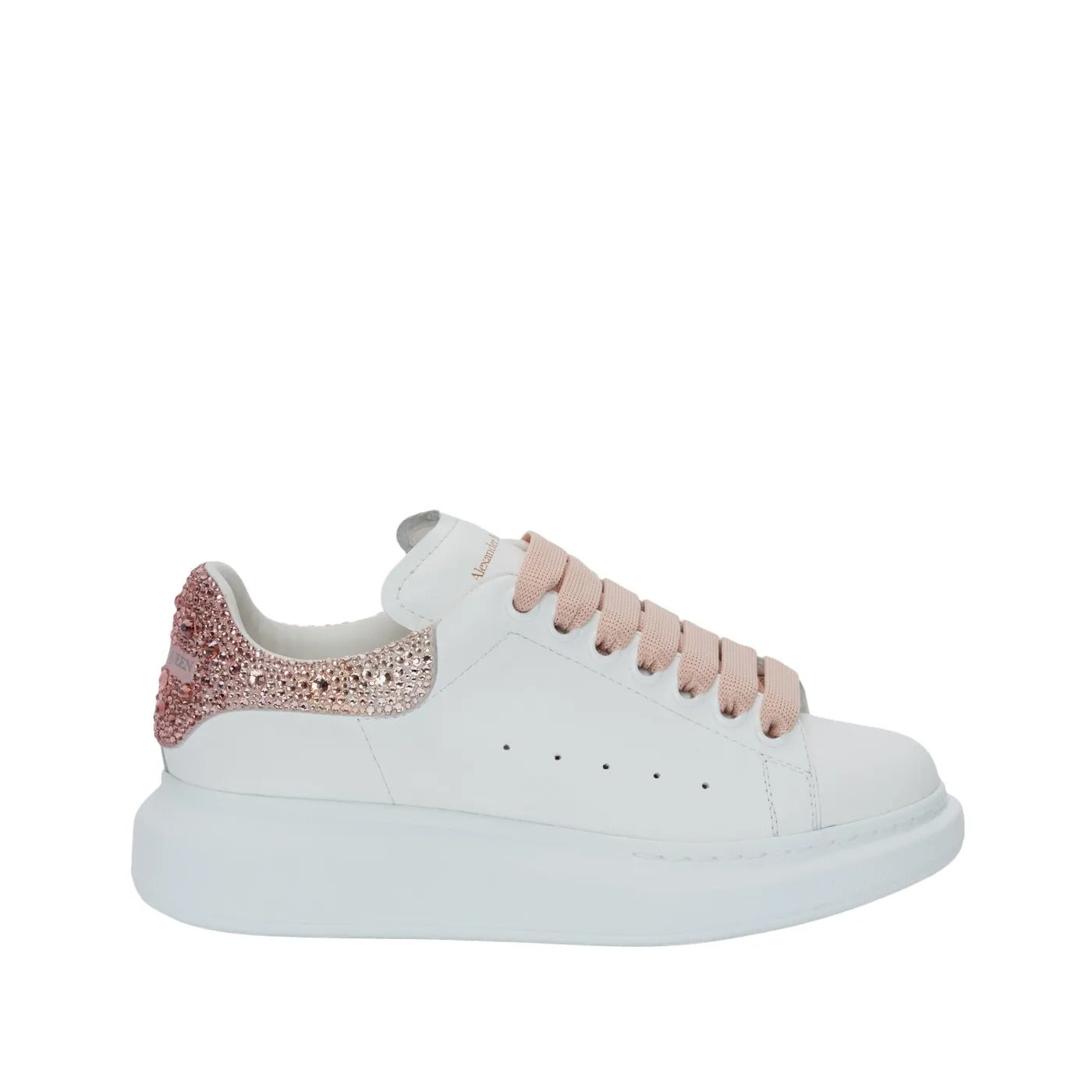 ALEXANDER McQUEEN - Sneaker Oversize in Bianco/rosa con cristalli dégradé