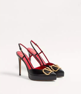 VALENTINO - Décolleté Slingback Con Plateau Vlogo Signature In Vitello 120Mm