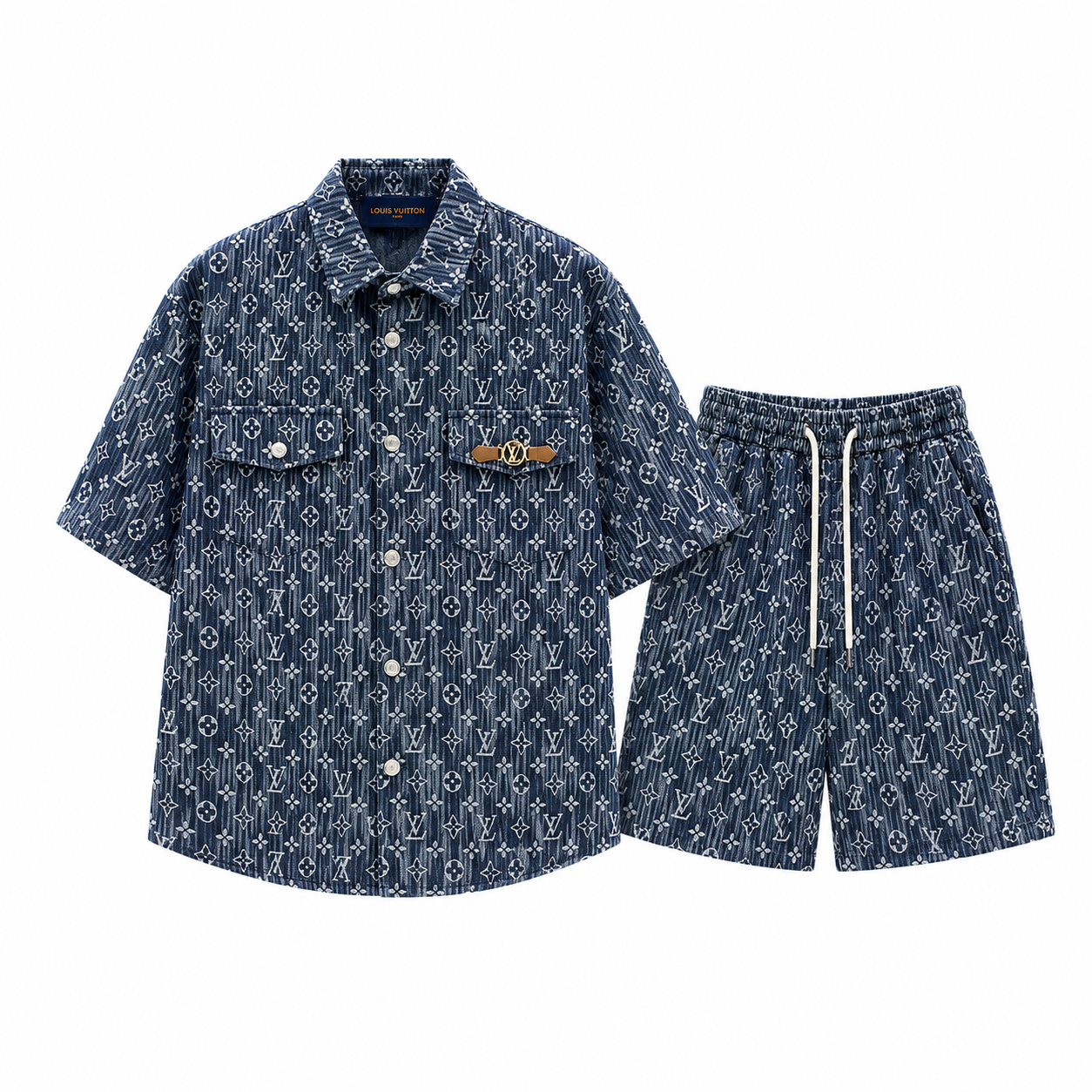 Louis Vuitton - Completo T-Shirt e Shorts in Denim