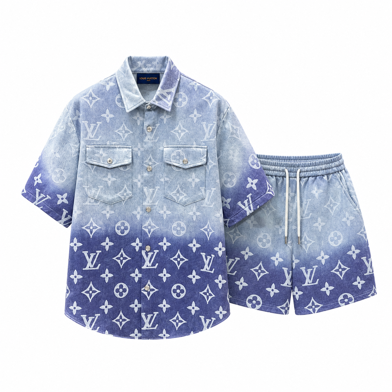 Louis Vuitton - Completo T-Shirt e Shorts in Denim