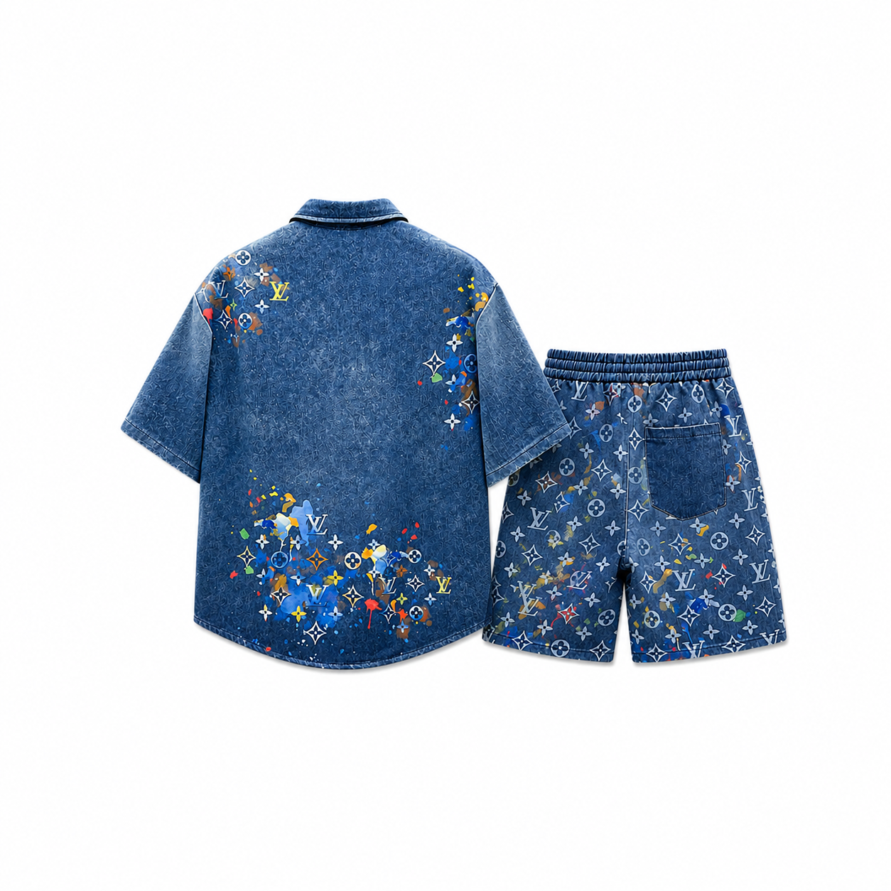 Louis Vuitton - Completo T-Shirt e Shorts in Denim
