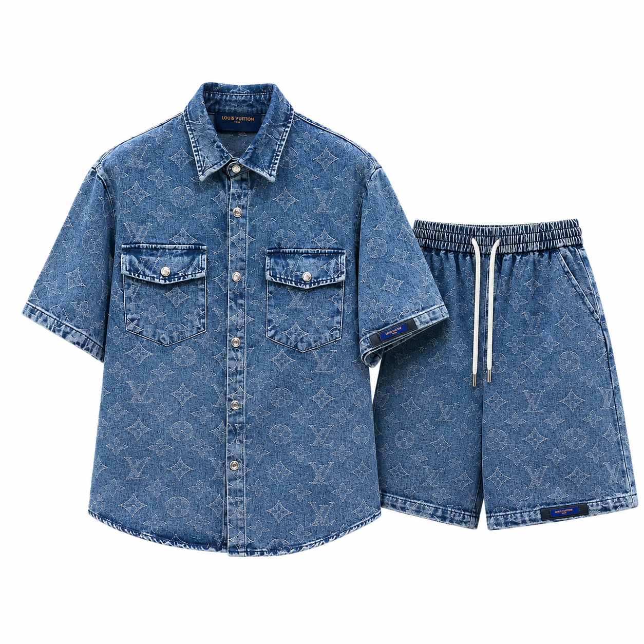 Louis Vuitton - Completo T-Shirt e Shorts in Denim