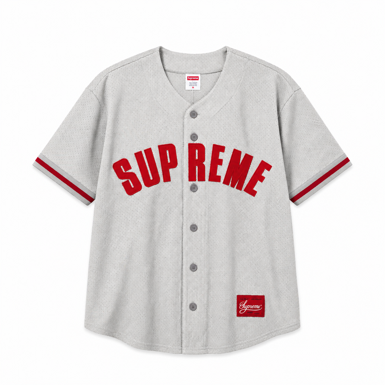Supreme - Maglia da baseball Ultrasuede Mesh Grigio