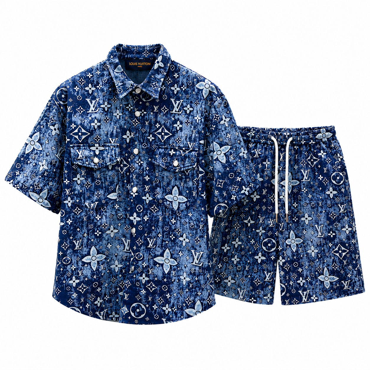 Louis Vuitton - Completo T-Shirt e Shorts in Denim