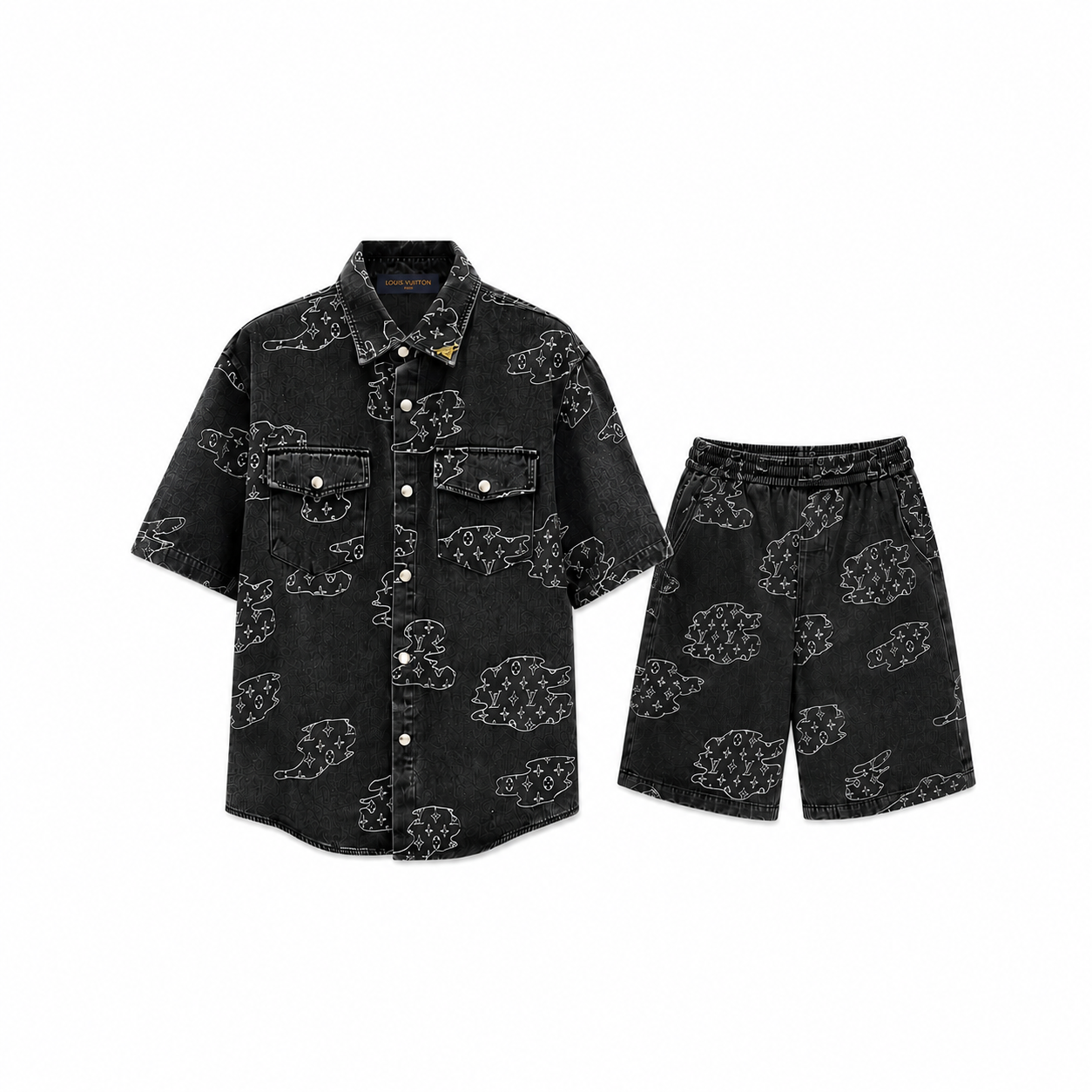 Louis Vuitton - Completo T-Shirt e Shorts in Denim