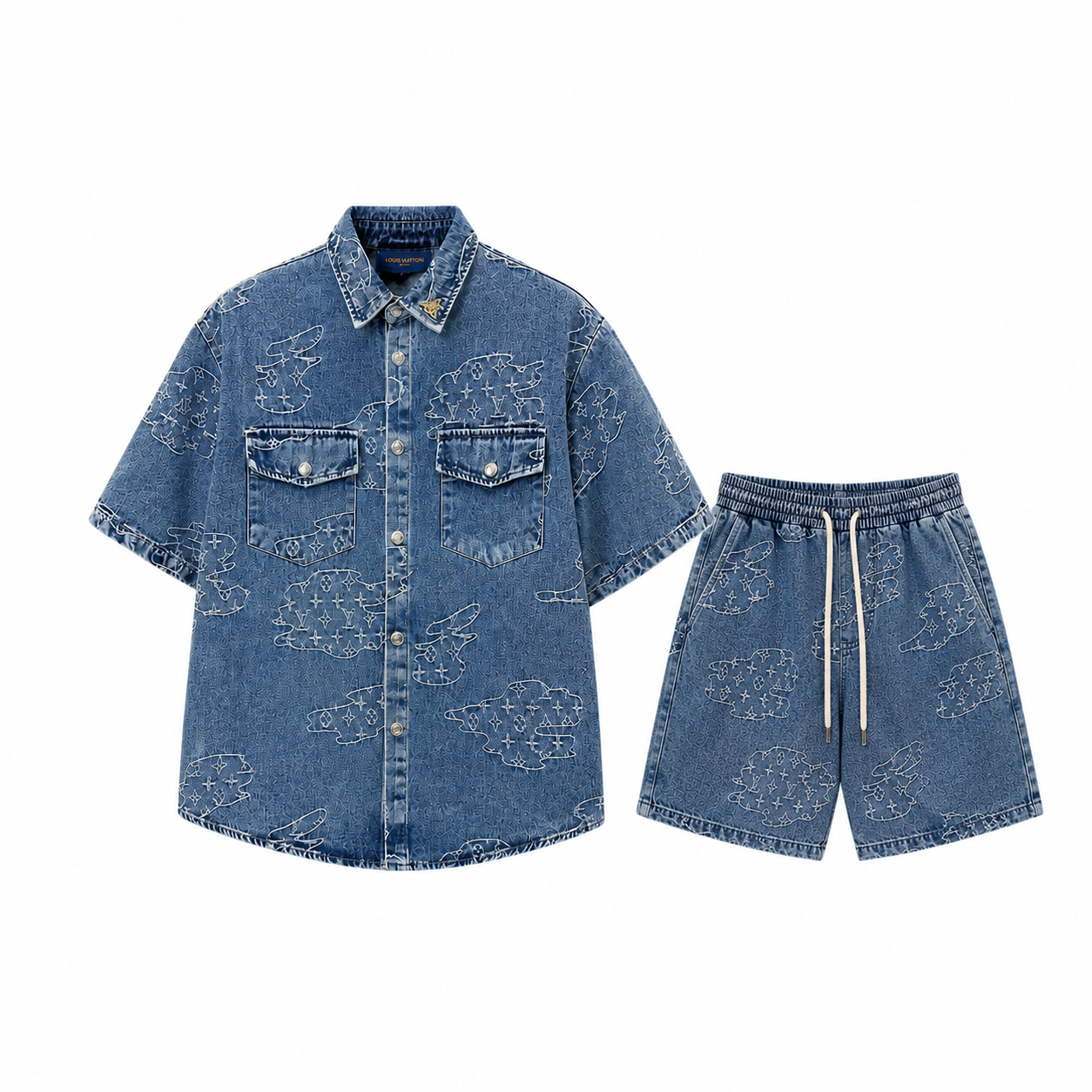 Louis Vuitton - Completo T-Shirt e Shorts in Denim