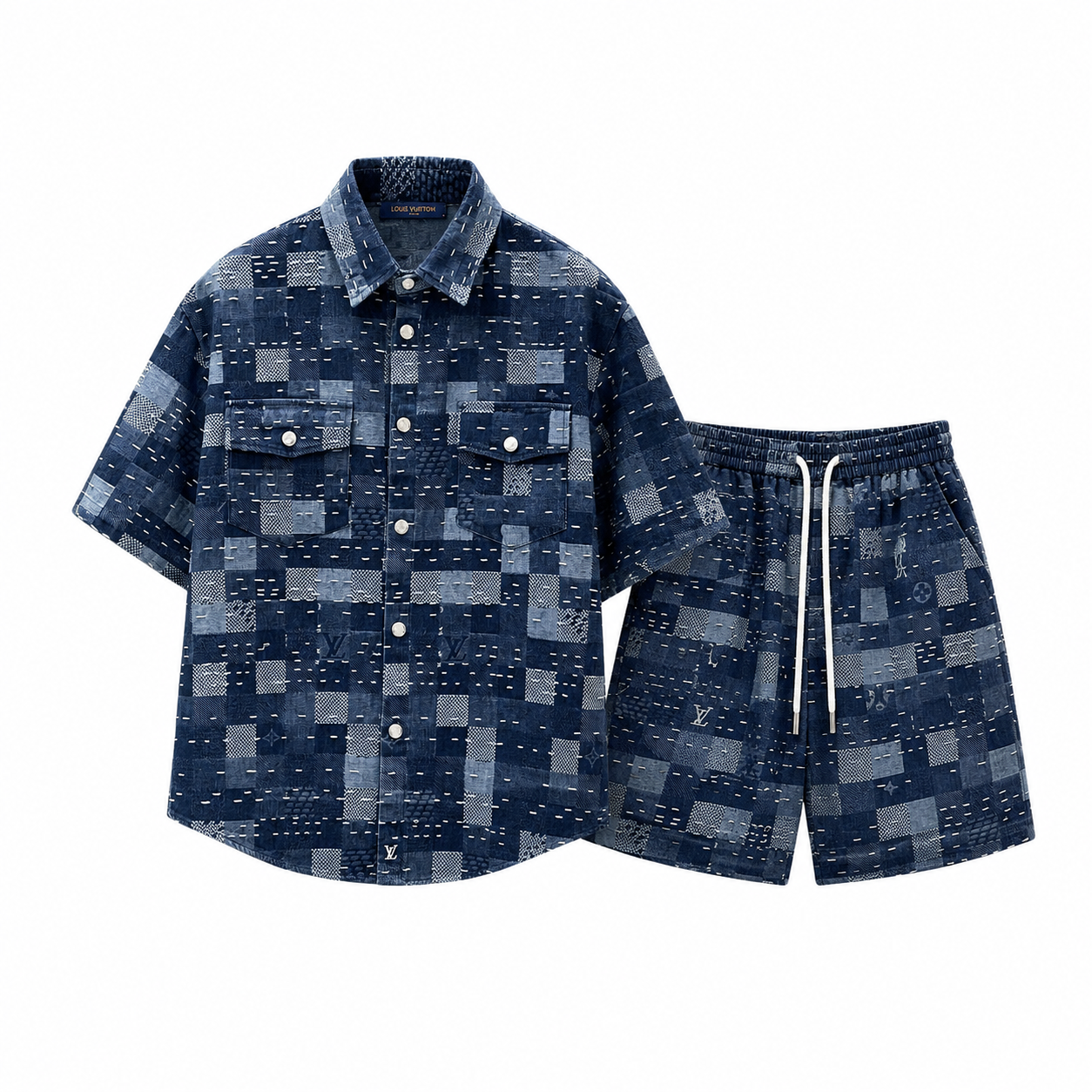 Louis Vuitton - Completo T-Shirt e Shorts in Denim